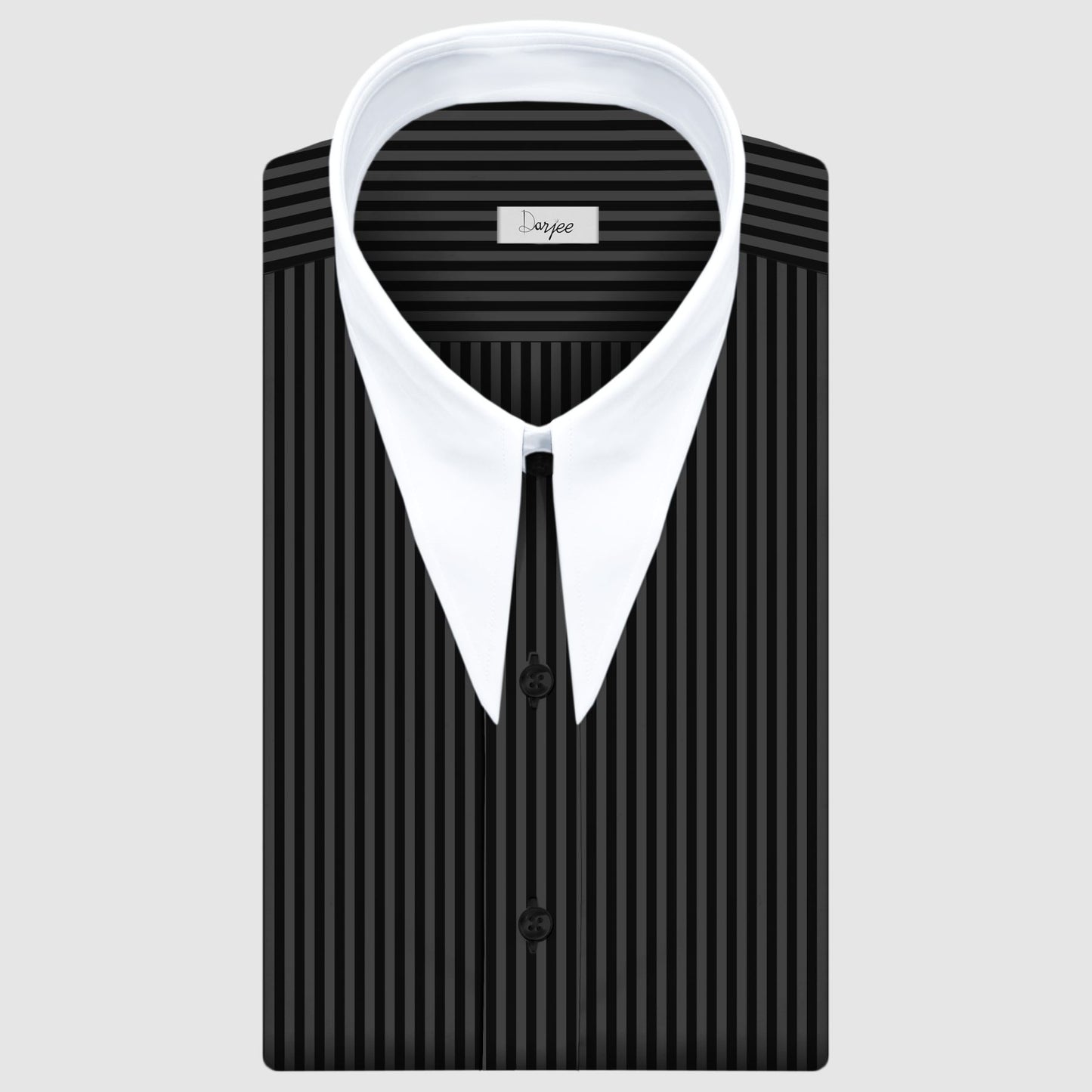 Long Pointed Collar Black Men Shirt 50s, 60s, 70s Vintage Dagger Collar Dress Shirt Spear Pointed Big Wide Collar Gangster Style Shirt