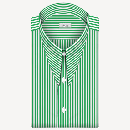 Long Pointed Collar Green and White Men Shirt 50s, 60s, 70s Vintage Dagger Collar Dress Shirt Spear Pointed Big Wide Collar Gangster Style Shirt