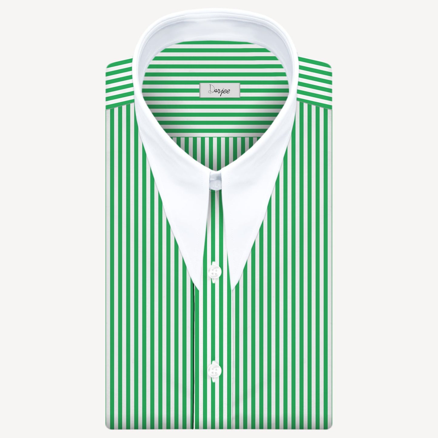 Long Pointed Collar Green and White Men Shirt 50s, 60s, 70s Vintage Dagger Collar Dress Shirt Spear Pointed Big Wide Collar Gangster Style Shirt