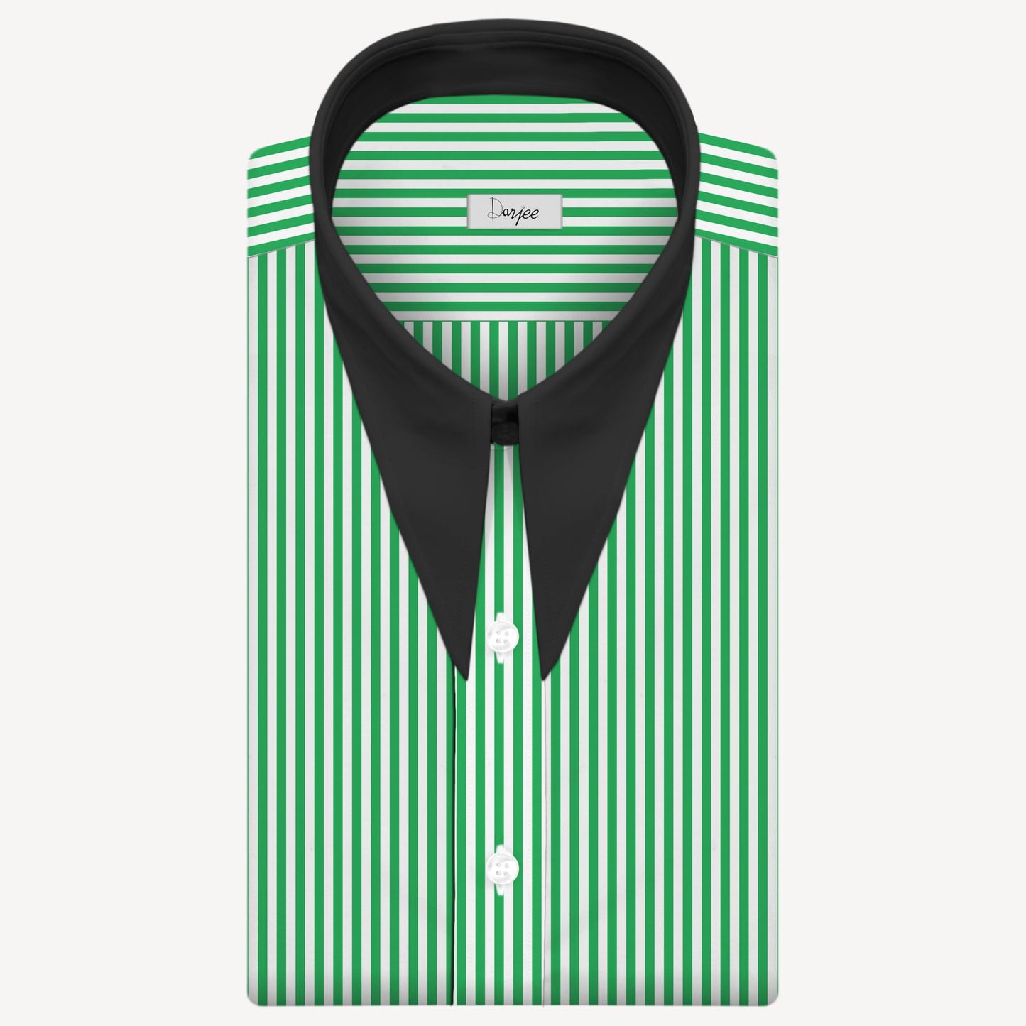 Long Pointed Collar Green and White Men Shirt 50s, 60s, 70s Vintage Dagger Collar Dress Shirt Spear Pointed Big Wide Collar Gangster Style Shirt