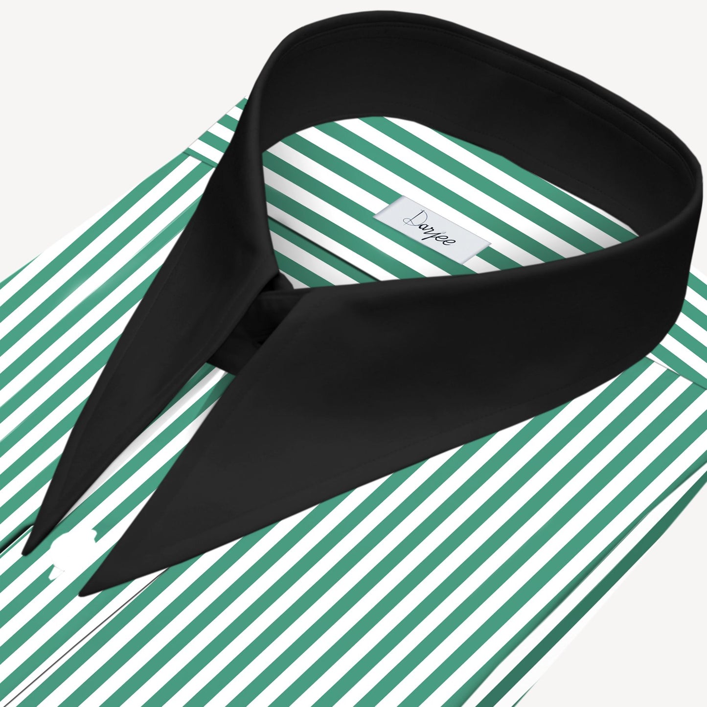 Long Pointed Collar Green and White Men Shirt 50s, 60s, 70s Vintage Dagger Collar Dress Shirt Spear Pointed Big Wide Collar Gangster Style Shirt
