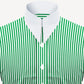 Long Pointed Collar Green and White Men Shirt 50s, 60s, 70s Vintage Dagger Collar Dress Shirt Spear Pointed Big Wide Collar Gangster Style Shirt