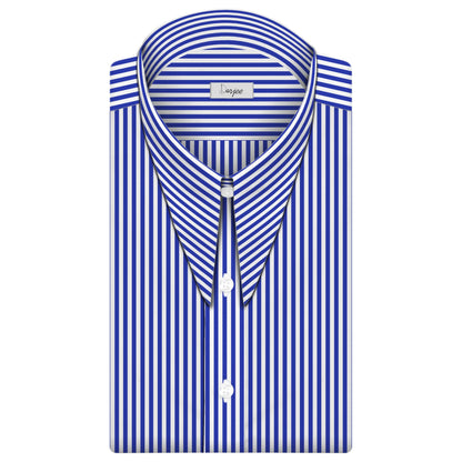 Long Pointed Collar Navy Blue and White Men Shirt 50s, 60s, 70s Vintage Dagger Collar Dress Shirt Spear Pointed Big Wide Collar Gangster Style Shirt