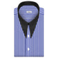 Long Pointed Collar Navy Blue and White Men Shirt 50s, 60s, 70s Vintage Dagger Collar Dress Shirt Spear Pointed Big Wide Collar Gangster Style Shirt