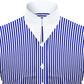 Long Pointed Collar Navy Blue and White Men Shirt 50s, 60s, 70s Vintage Dagger Collar Dress Shirt Spear Pointed Big Wide Collar Gangster Style Shirt