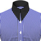 Long Pointed Collar Navy Blue and White Men Shirt 50s, 60s, 70s Vintage Dagger Collar Dress Shirt Spear Pointed Big Wide Collar Gangster Style Shirt