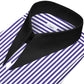Long Pointed Collar Navy Blue and White Men Shirt 50s, 60s, 70s Vintage Dagger Collar Dress Shirt Spear Pointed Big Wide Collar Gangster Style Shirt