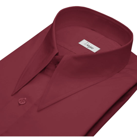 Long Pointed Collar Burgundy Men Shirt 50s, 60s, 70s Vintage Dagger Collar Dress Shirt Spear Pointed Big Wide Collar Gangster Style Shirt