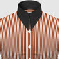 Long Pointed Collar Red and White Men Shirt 50s, 60s, 70s Vintage Dagger Collar Dress Shirt Spear Pointed Big Wide Collar Gangster Style Shirt