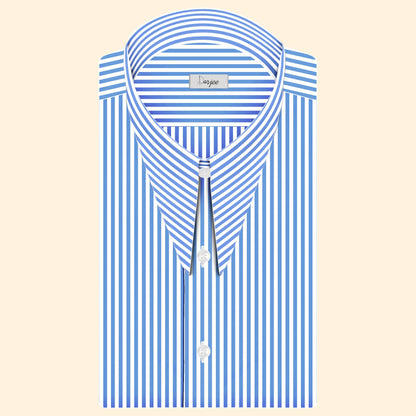 Long Pointed Collar Sky Blue and White Men Shirt 50s, 60s, 70s Vintage Dagger Collar Dress Shirt Spear Pointed Big Wide Collar Gangster Style Shirt