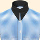 Long Pointed Collar Sky Blue and White Men Shirt 50s, 60s, 70s Vintage Dagger Collar Dress Shirt Spear Pointed Big Wide Collar Gangster Style Shirt