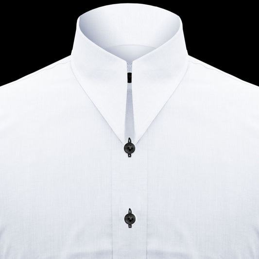 White Long Spear Pointed Collar Men's Dress Shirt Gift For Him Vintage Style Contrast Buttons Full Sleeves Giza Cotton Shirt