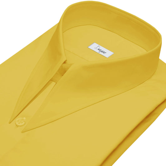 Long Pointed Collar Yellow Men Shirt 50s, 60s, 70s Vintage Dagger Collar Dress Shirt Spear Pointed Big Wide Collar Gangster Style Shirt