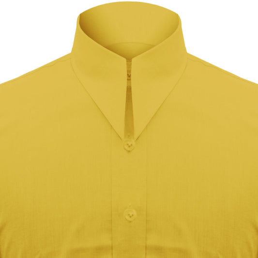 Long Pointed Collar Yellow Men Shirt 50s, 60s, 70s Vintage Dagger Collar Dress Shirt Spear Pointed Big Wide Collar Gangster Style Shirt