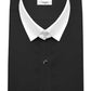 Snap Tab Collar Men's Black Dress Shirt Retro James Bond Celebrity Style Dress Classic Kent Clergy Collar Shirt Eton Loop Collar 70s 80s