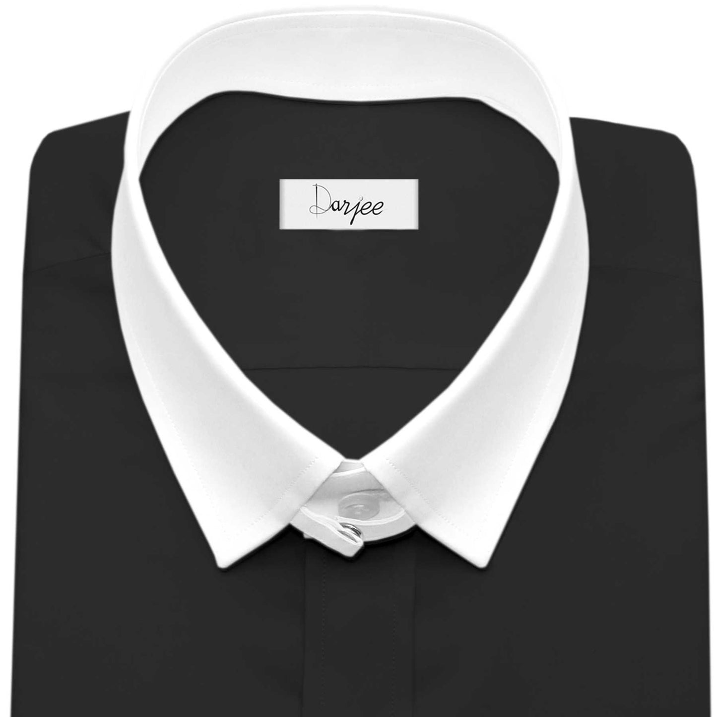 Snap Tab Collar Men's Black Dress Shirt Retro James Bond Celebrity Style Dress Classic Kent Clergy Collar Shirt Eton Loop Collar 70s 80s