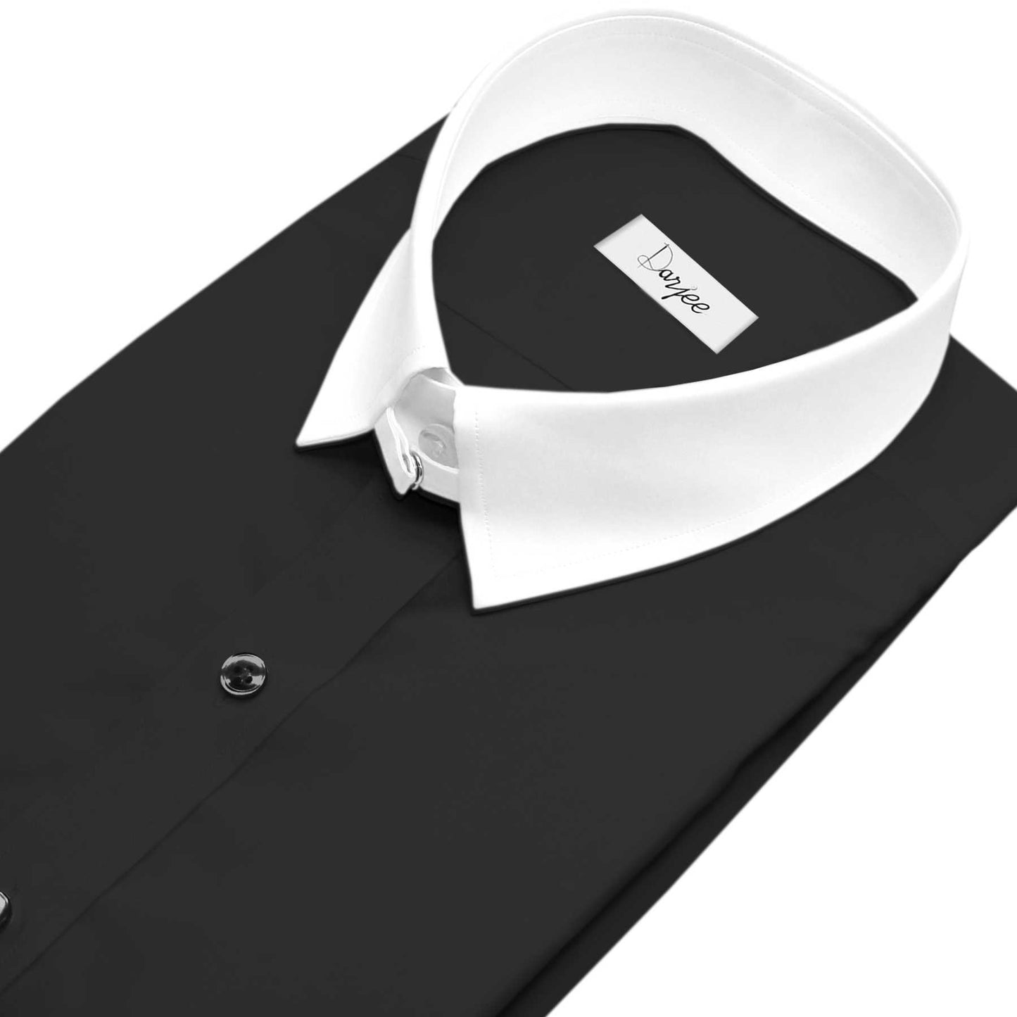 Snap Tab Collar Men's Black Dress Shirt Retro James Bond Celebrity Style Dress Classic Kent Clergy Collar Shirt Eton Loop Collar 70s 80s