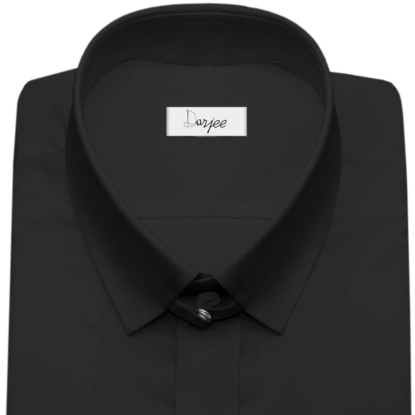 Snap Tab Collar Men's Black Dress Shirt Retro James Bond Celebrity Style Dress Classic Kent Clergy Collar Shirt Eton Loop Collar 70s 80s
