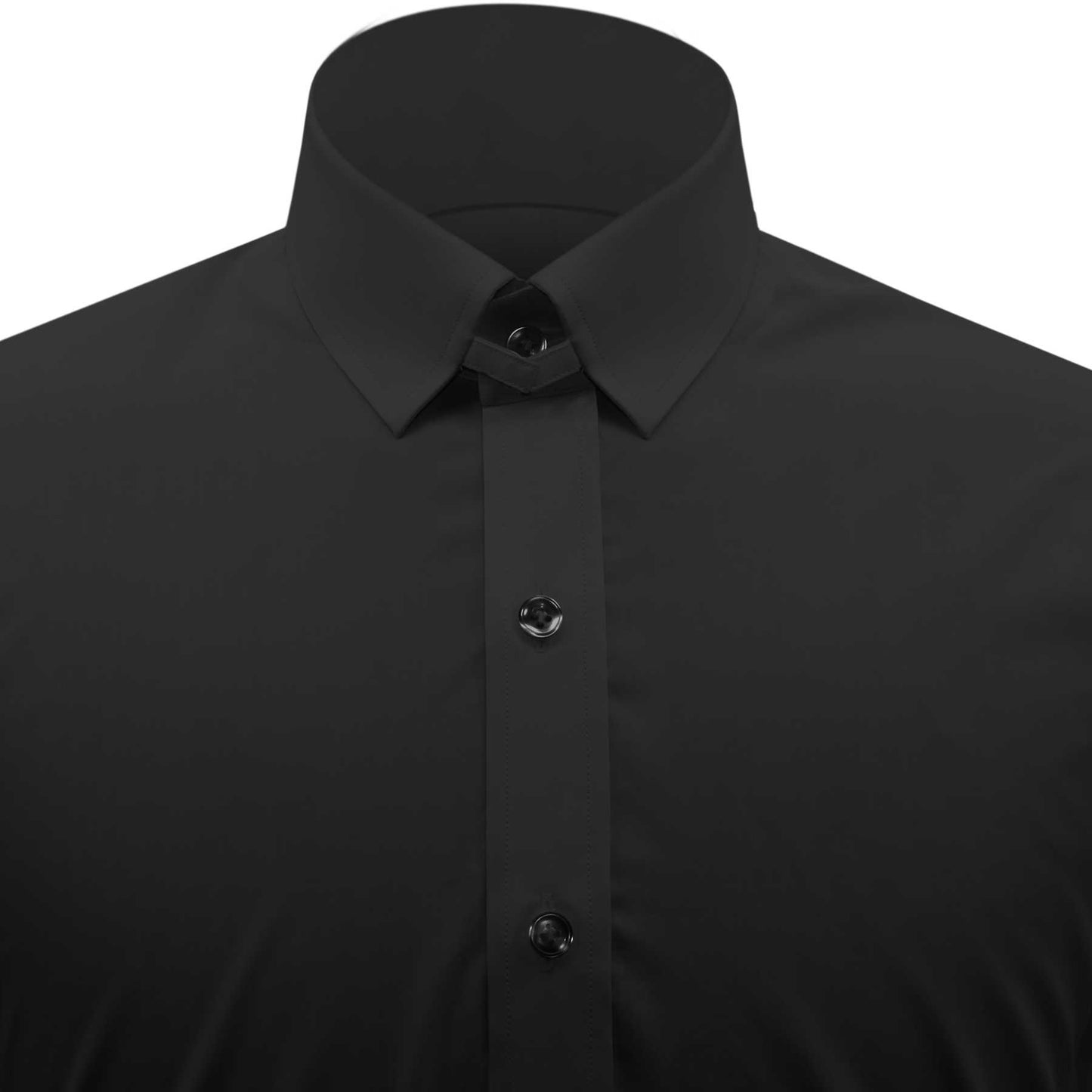 Snap Tab Collar Men's Black Dress Shirt Retro James Bond Celebrity Style Dress Classic Kent Clergy Collar Shirt Eton Loop Collar 70s 80s