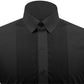Snap Tab Collar Men's Black Dress Shirt Retro James Bond Celebrity Style Dress Classic Kent Clergy Collar Shirt Eton Loop Collar 70s 80s