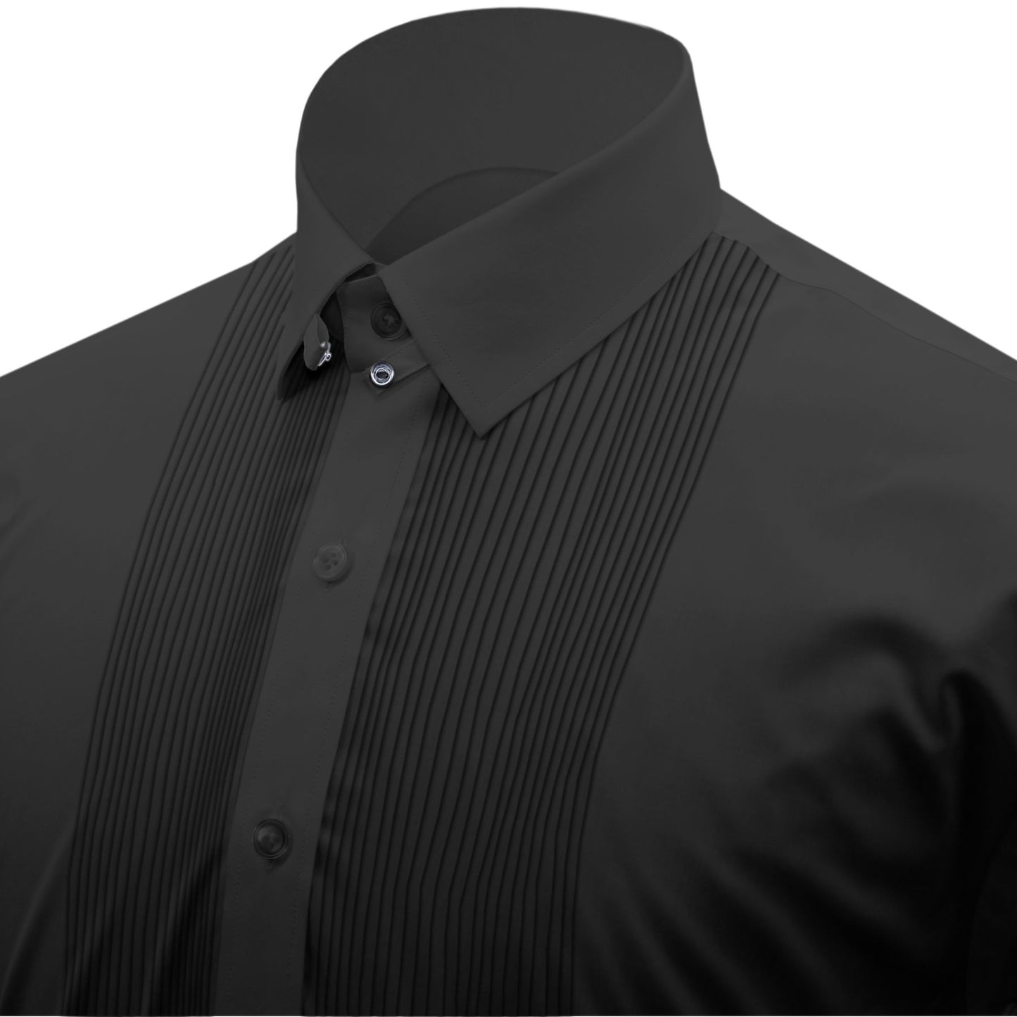 Snap Tab Collar Men's Black Dress Shirt Retro James Bond Celebrity Style Dress Classic Kent Clergy Collar Shirt Eton Loop Collar 70s 80s
