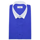 Snap Tab Collar Men's Blue Dress Shirt Retro James Bond Celebrity Style Dress Classic Kent Clergy Collar Shirt Eton Loop Collar 70s 80s
