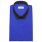 Snap Tab Collar Men's Blue Dress Shirt Retro James Bond Celebrity Style Dress Classic Kent Clergy Collar Shirt Eton Loop Collar 70s 80s