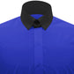 Snap Tab Collar Men's Blue Dress Shirt Retro James Bond Celebrity Style Dress Classic Kent Clergy Collar Shirt Eton Loop Collar 70s 80s