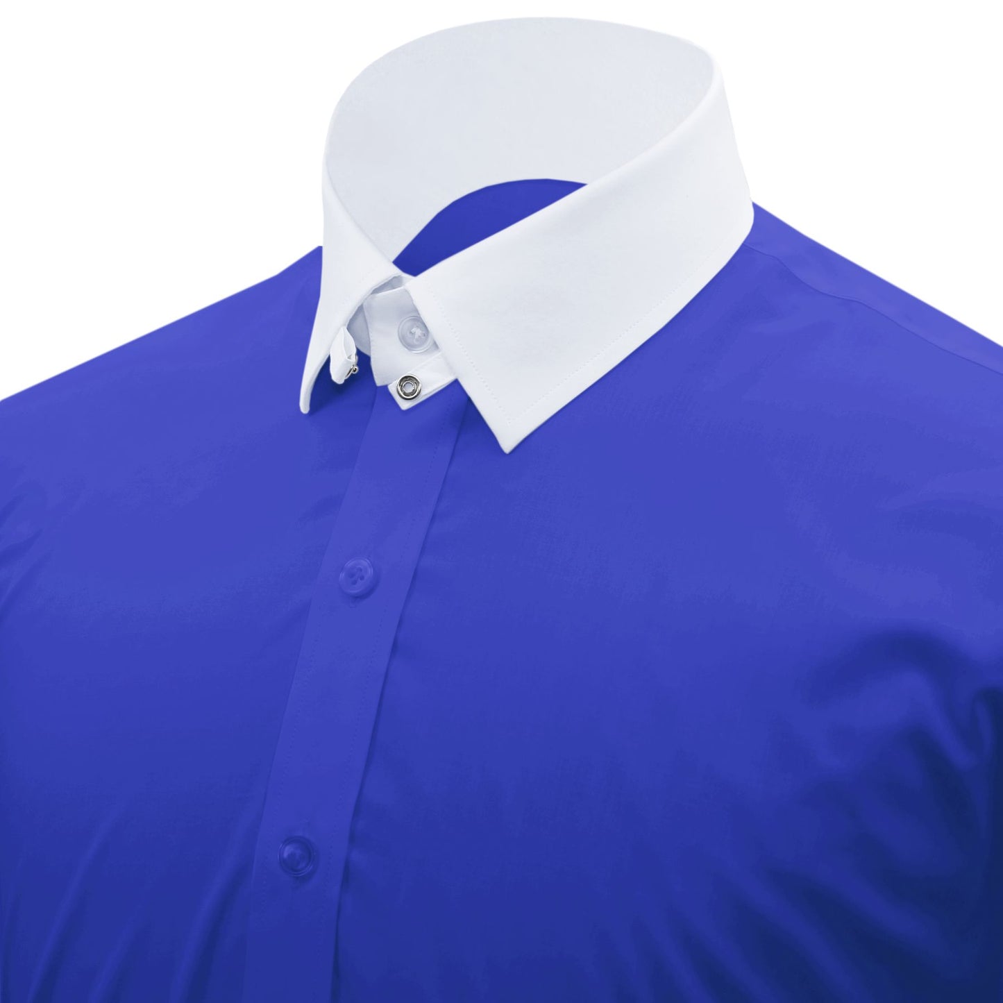 Snap Tab Collar Men's Blue Dress Shirt Retro James Bond Celebrity Style Dress Classic Kent Clergy Collar Shirt Eton Loop Collar 70s 80s