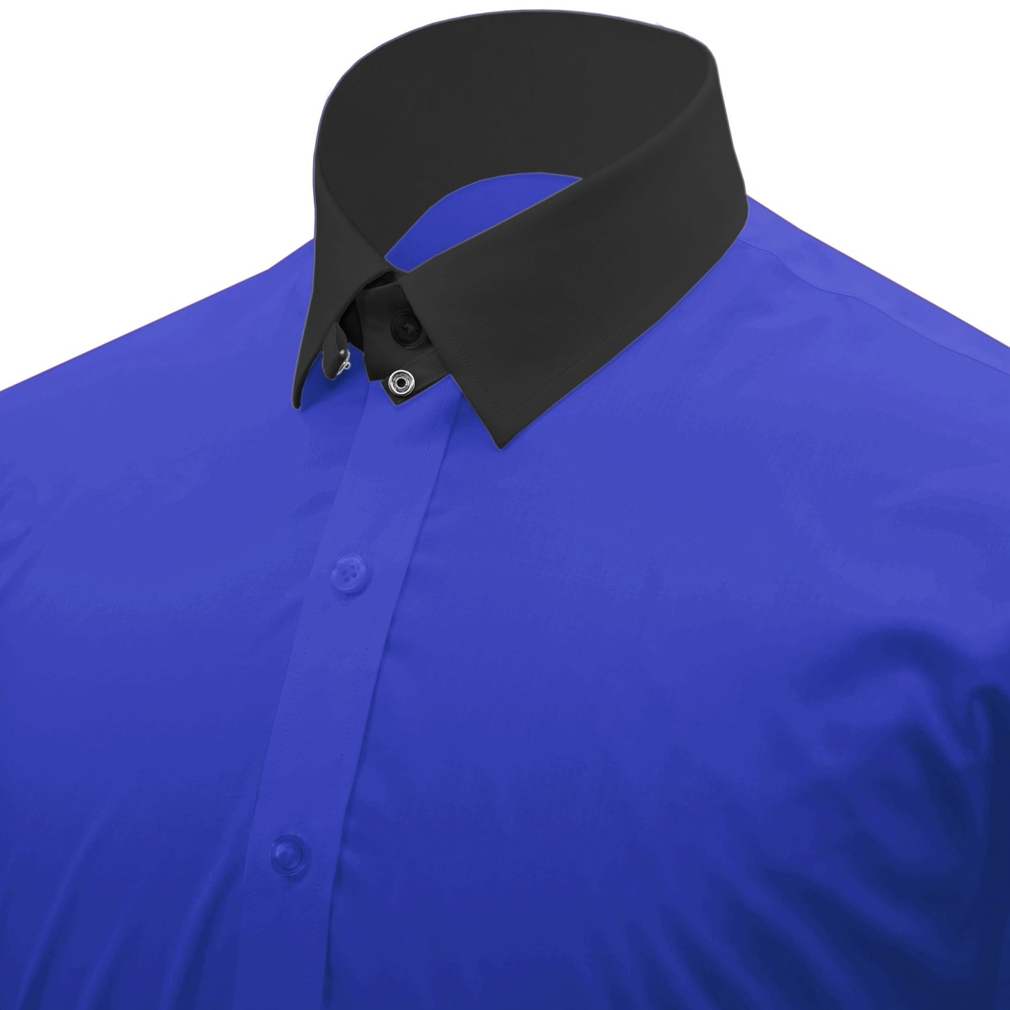 Snap Tab Collar Men's Blue Dress Shirt Retro James Bond Celebrity Style Dress Classic Kent Clergy Collar Shirt Eton Loop Collar 70s 80s