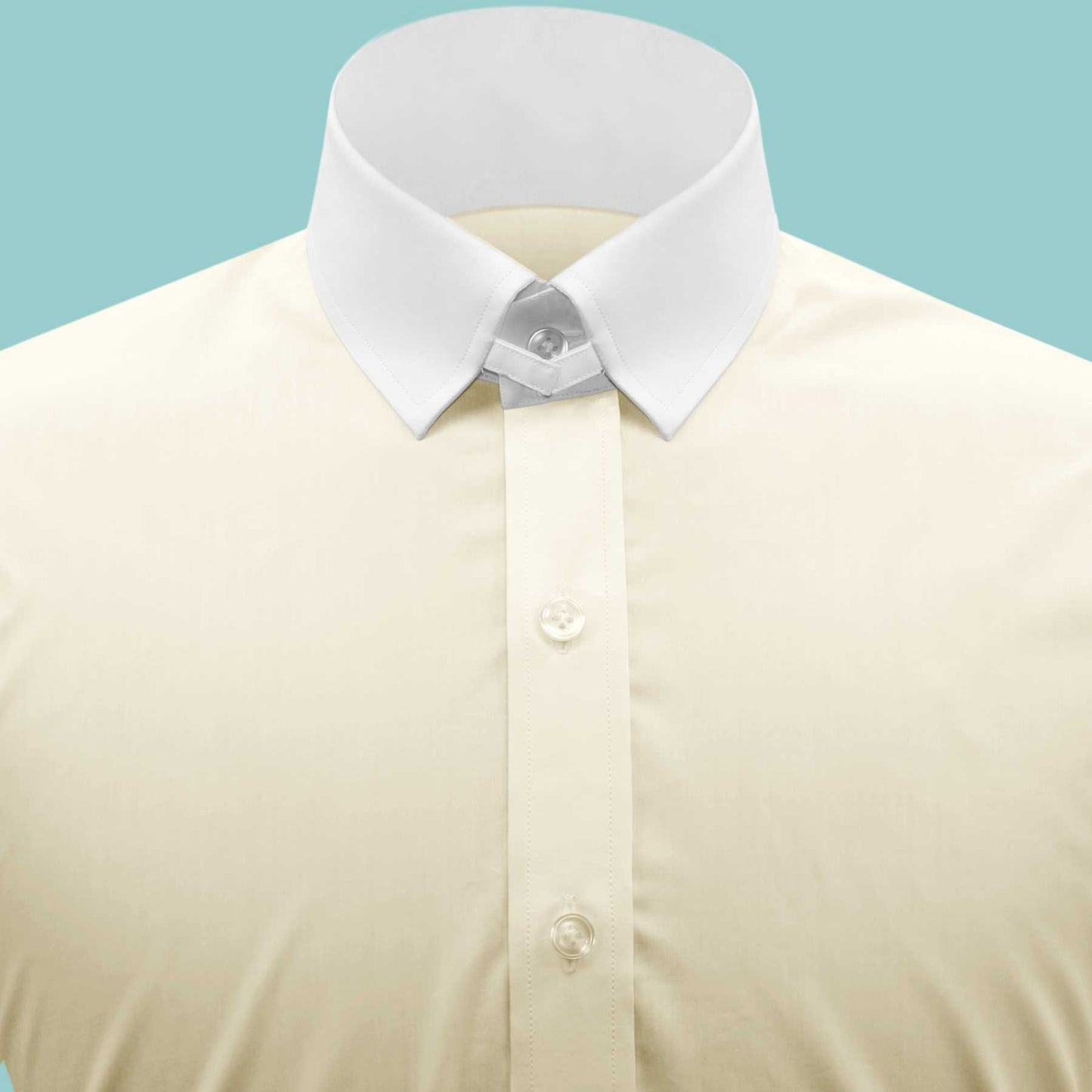 Snap Tab Collar Men's Cream Dress Shirt Retro James Bond Celebrity Style Dress Classic Kent Clergy Collar Shirt Eton Loop Collar 70s 80s