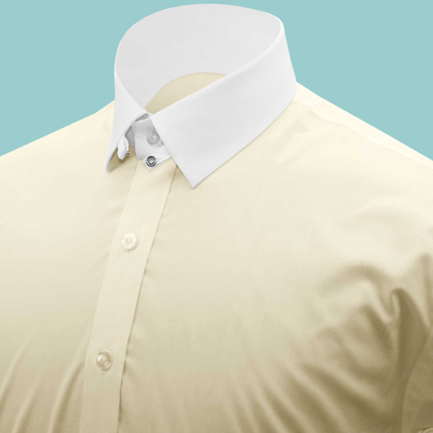 Snap Tab Collar Men's Cream Dress Shirt Retro James Bond Celebrity Style Dress Classic Kent Clergy Collar Shirt Eton Loop Collar 70s 80s