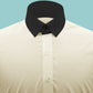 Snap Tab Collar Men's Cream Dress Shirt Retro James Bond Celebrity Style Dress Classic Kent Clergy Collar Shirt Eton Loop Collar 70s 80s