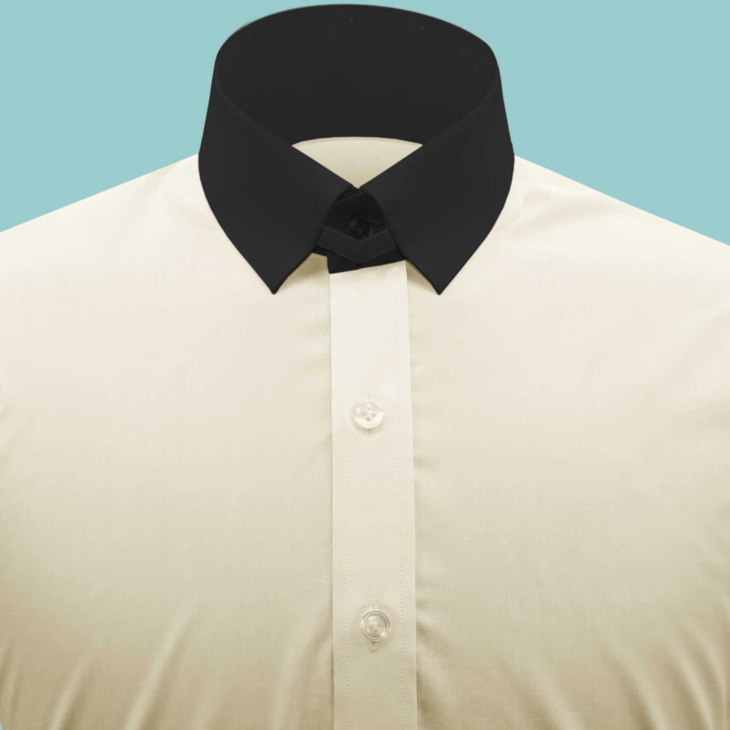 Snap Tab Collar Men's Cream Dress Shirt Retro James Bond Celebrity Style Dress Classic Kent Clergy Collar Shirt Eton Loop Collar 70s 80s