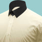 Snap Tab Collar Men's Cream Dress Shirt Retro James Bond Celebrity Style Dress Classic Kent Clergy Collar Shirt Eton Loop Collar 70s 80s