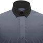 Snap Tab Collar Men's Grey Dress Shirt Retro James Bond Celebrity Style Dress Classic Kent Clergy Collar Shirt Eton Loop Collar 70s 80s