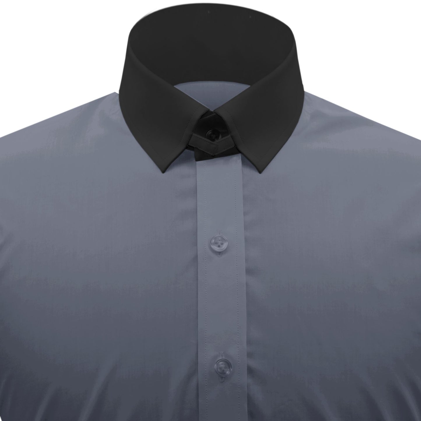 Snap Tab Collar Men's Grey Dress Shirt Retro James Bond Celebrity Style Dress Classic Kent Clergy Collar Shirt Eton Loop Collar 70s 80s