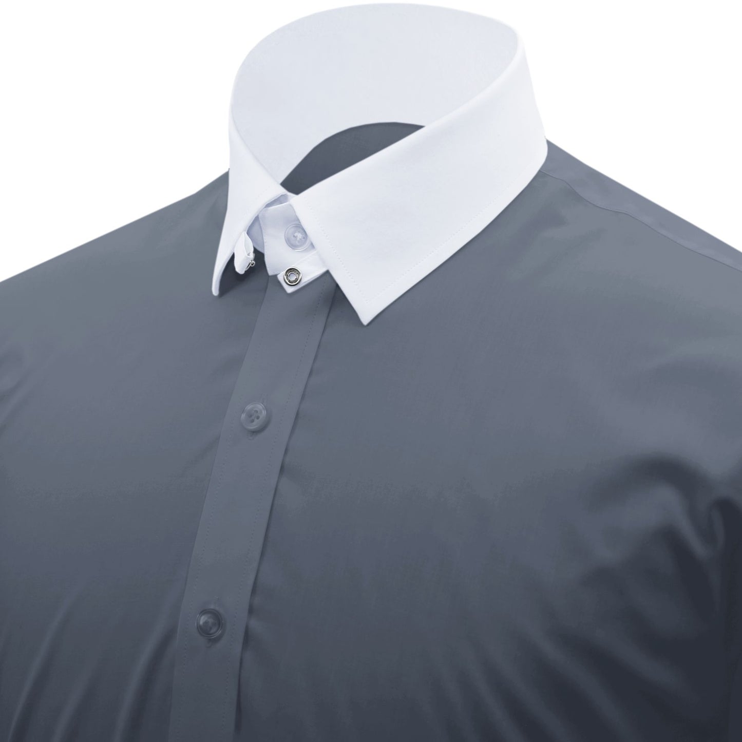 Snap Tab Collar Men's Grey Dress Shirt Retro James Bond Celebrity Style Dress Classic Kent Clergy Collar Shirt Eton Loop Collar 70s 80s