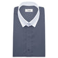 Snap Tab Collar Men's Grey Dress Shirt Retro James Bond Celebrity Style Dress Classic Kent Clergy Collar Shirt Eton Loop Collar 70s 80s