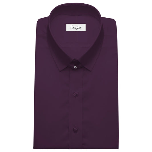 Snap Tab Collar Men's Dark Lilac Dress Shirt Retro James Bond Celebrity Style Dress Classic Kent Clergy Collar Shirt Eton Loop Collar 70s 80s