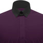 Snap Tab Collar Men's Dark Lilac Dress Shirt Retro James Bond Celebrity Style Dress Classic Kent Clergy Collar Shirt Eton Loop Collar 70s 80s