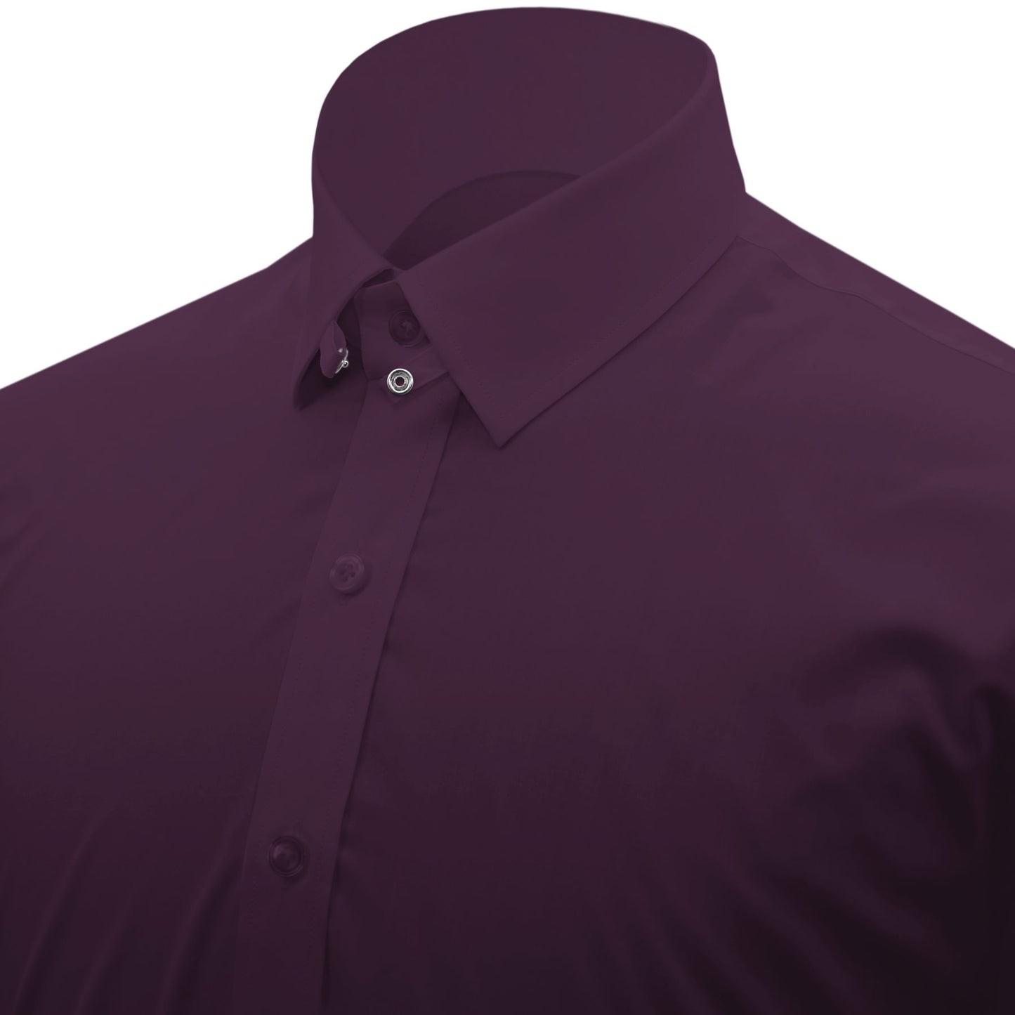 Snap Tab Collar Men's Dark Lilac Dress Shirt Retro James Bond Celebrity Style Dress Classic Kent Clergy Collar Shirt Eton Loop Collar 70s 80s