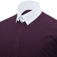 Snap Tab Collar Men's Dark Lilac Dress Shirt Retro James Bond Celebrity Style Dress Classic Kent Clergy Collar Shirt Eton Loop Collar 70s 80s