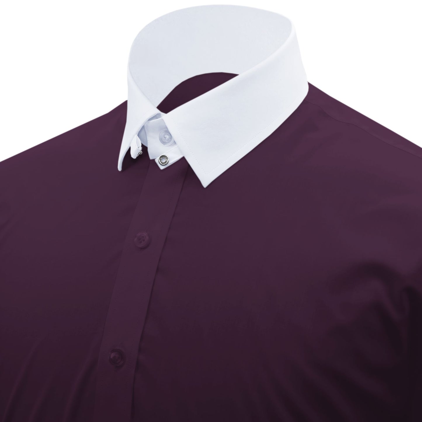 Snap Tab Collar Men's Dark Lilac Dress Shirt Retro James Bond Celebrity Style Dress Classic Kent Clergy Collar Shirt Eton Loop Collar 70s 80s