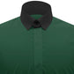 Snap Tab Collar Men's Green Dress Shirt Retro James Bond Celebrity Style Dress Classic Kent Clergy Collar Shirt Eton Loop Collar 70s 80s
