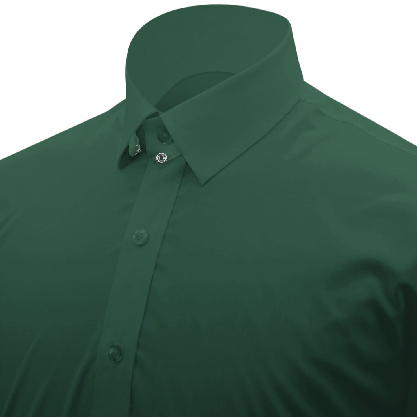 Snap Tab Collar Men's Green Dress Shirt Retro James Bond Celebrity Style Dress Classic Kent Clergy Collar Shirt Eton Loop Collar 70s 80s
