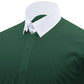 Snap Tab Collar Men's Green Dress Shirt Retro James Bond Celebrity Style Dress Classic Kent Clergy Collar Shirt Eton Loop Collar 70s 80s