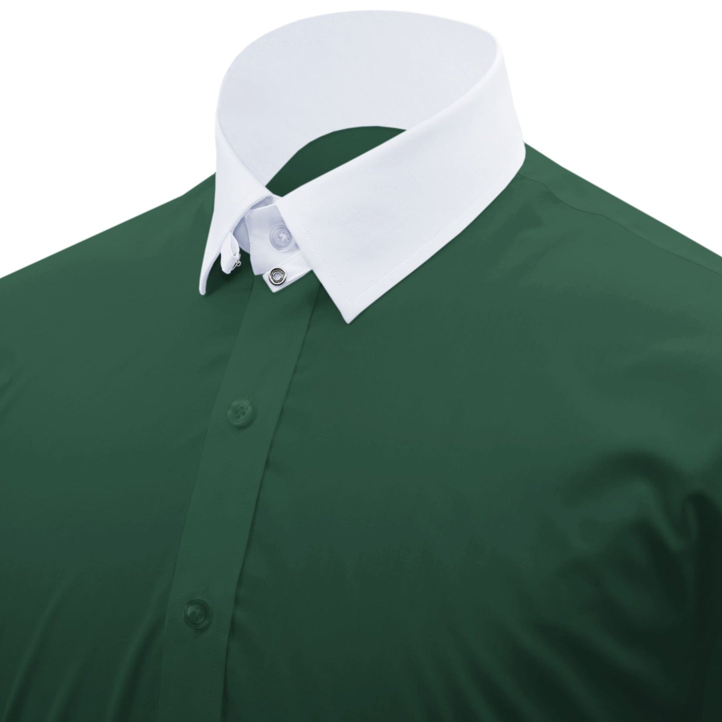 Snap Tab Collar Men's Green Dress Shirt Retro James Bond Celebrity Style Dress Classic Kent Clergy Collar Shirt Eton Loop Collar 70s 80s