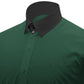 Snap Tab Collar Men's Green Dress Shirt Retro James Bond Celebrity Style Dress Classic Kent Clergy Collar Shirt Eton Loop Collar 70s 80s