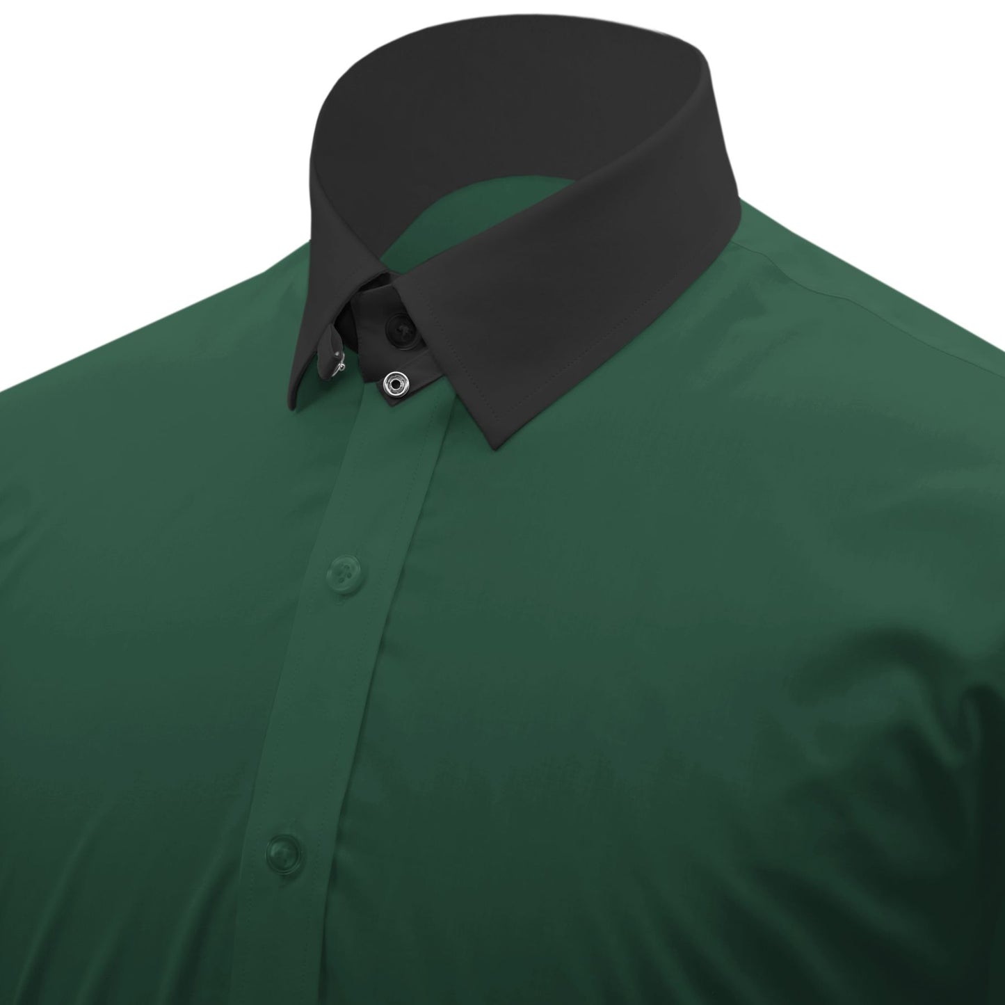 Snap Tab Collar Men's Green Dress Shirt Retro James Bond Celebrity Style Dress Classic Kent Clergy Collar Shirt Eton Loop Collar 70s 80s
